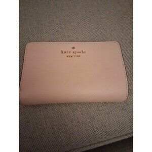 kate spade Madison Compact Bi Fold Wallet Conch Pink Saffiano Leather Excellent